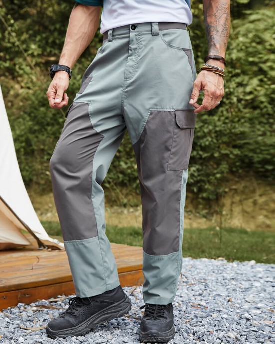 Men Colorblock Pocket Utility Ankle Length Soft Breathable Cargo Pants