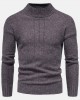 Mens Solid Color Mock Neck Long Sleeve Simple Warm Sweaters