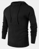 Mens Solid Color Design Cut Out Sleeve Kitted Hooded Sweaters