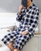 Mens Plaid Print Long Sleeve Comfy Sleepwear Bathrobe Home Robe With Pocket