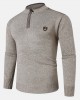 Mens Applique Half Zipped Front Pullover Knitted Sweaters