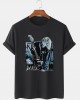 Mens Guitar Anime Figure Graphic Short Sleeve Cotton Leisure T  Shirts