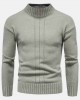 Mens Solid Color Mock Neck Long Sleeve Simple Warm Sweaters