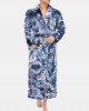 Mens Tie Dye Flannel Thick Pocket Long Sleeve Calf  Length Home Sleepwear Robes