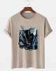 Mens Guitar Anime Figure Graphic Short Sleeve Cotton Leisure T  Shirts