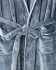 Mens Flannel Lapel Double Pocket Warm Belted Robes With Contrast Binding