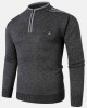 Mens Applique Half Zipped Front Pullover Knitted Sweaters